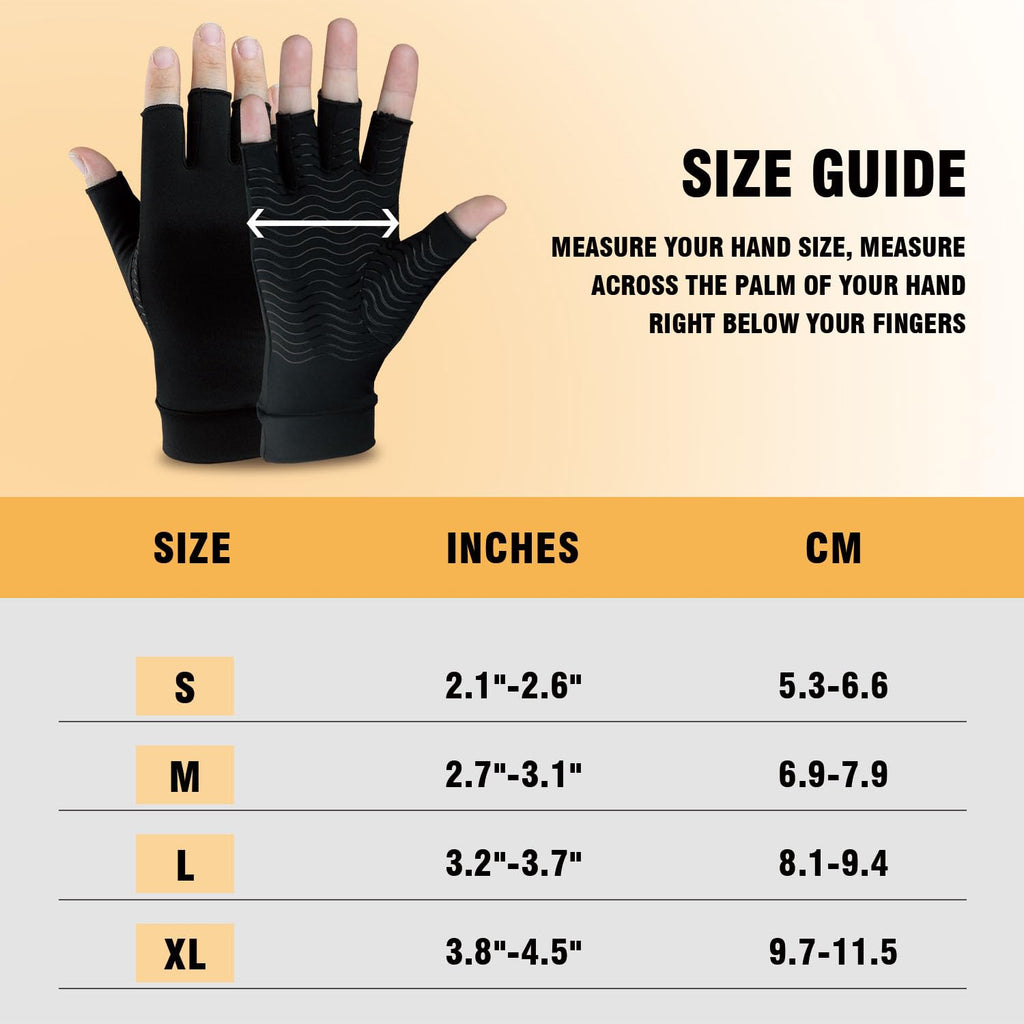 SHIFANQI 2 Pairs Copper Arthritis Gloves for Carpal Tunnel, Compression for Hand Pain Relief, Swelling - Fingerless Typing for Rheumatoid, Tendonitis (Women & Men, Small)