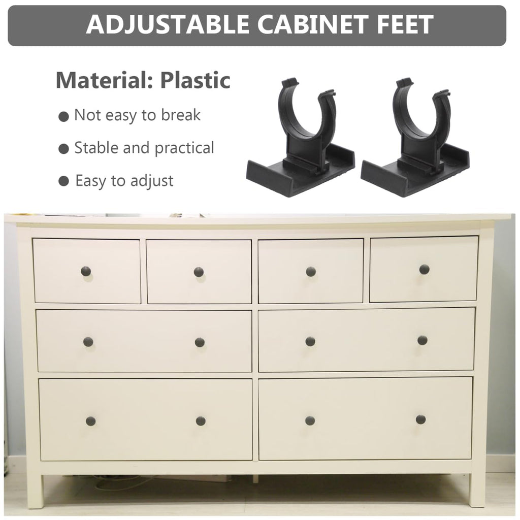 Angoily 10 Sets Cabinet Toe Kick Clips Kitchen Plinth Clips Cabinets Leveler with Screws Table Support for Cabinet Kickboard (Black)