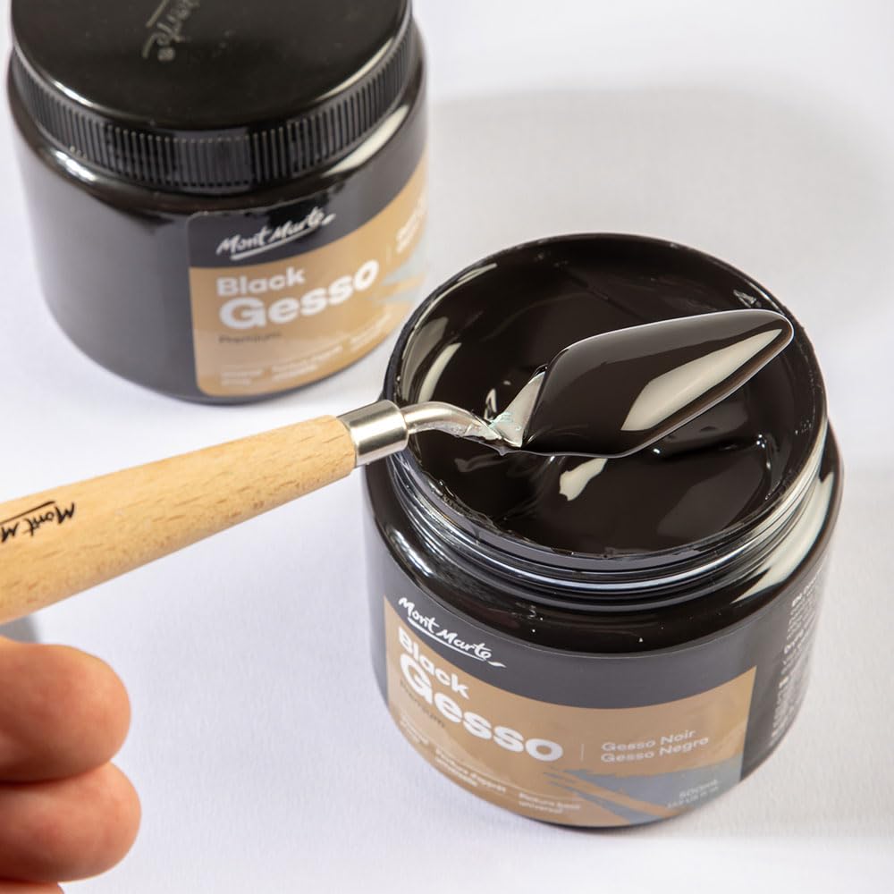 Mont Marte Black Gesso 17oz (500ml), Universal Primer, Suitable for All Paints Including Acrylic and Oil