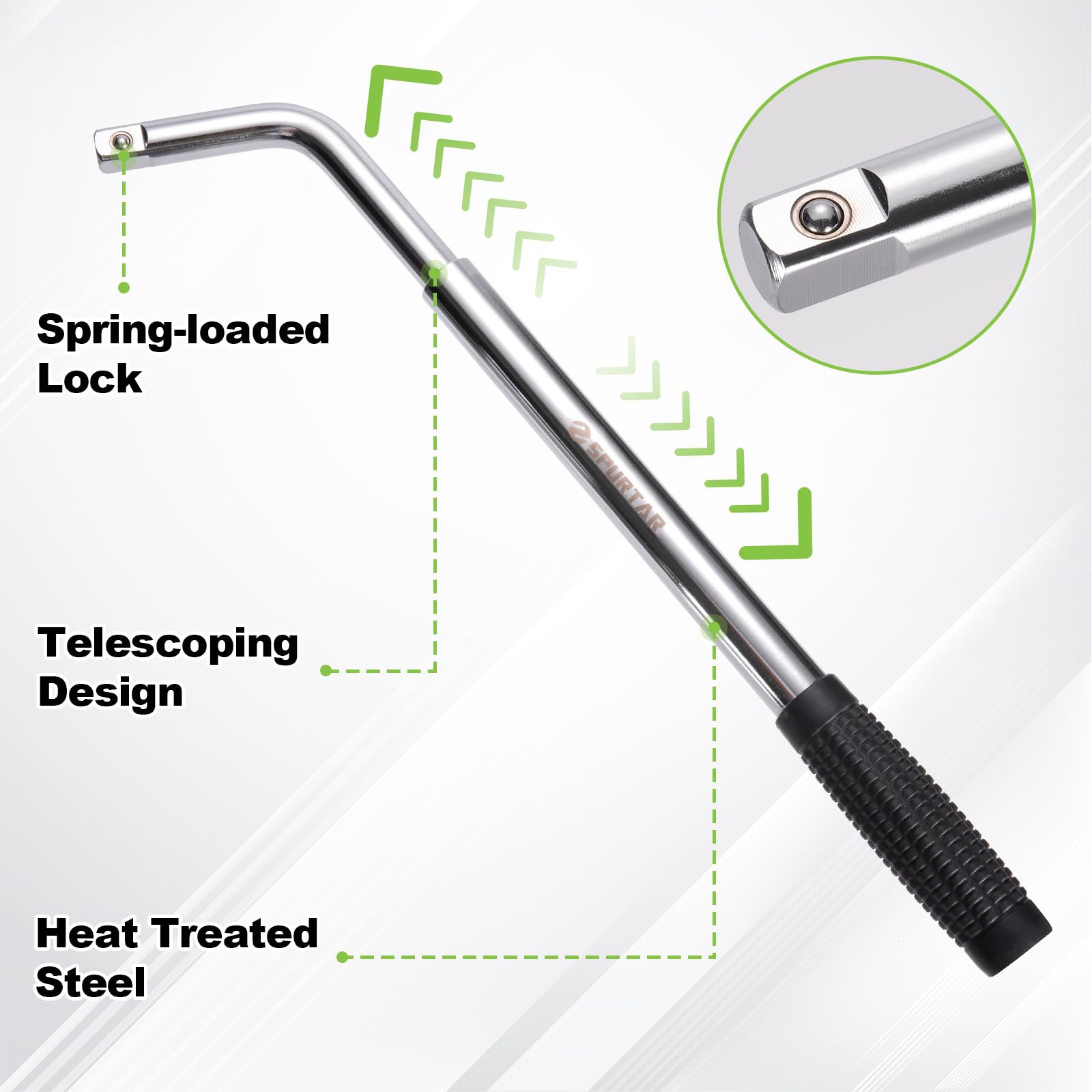 Spurtar Telescoping Lug Wrench Extendable Wheel Brace Lugs Wrench Tyre Repair Kit Wheel Nut Remover 1/2 Drive with 17/19mm and 21/23mm Sockets Storage