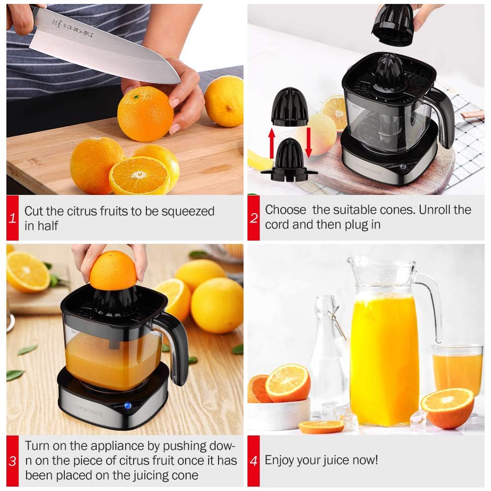 LUUKMONDE Electric Citrus Juicer 1.2L Large Volume, Orange Juicer with Powerful Motor and LED Working Lamp, Electric Lemon Squeezer for Orange Lemon Lime Grapefruit