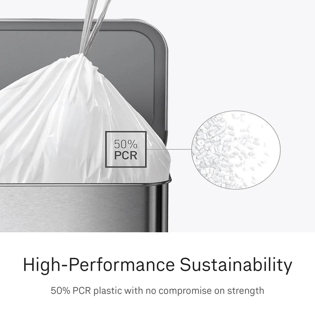 simplehuman Code F 100 Count, Dispenser Pack Custom Fit Liners, Drawstring Trash Bags, 25-30L / 6.6-9 Gallons, White