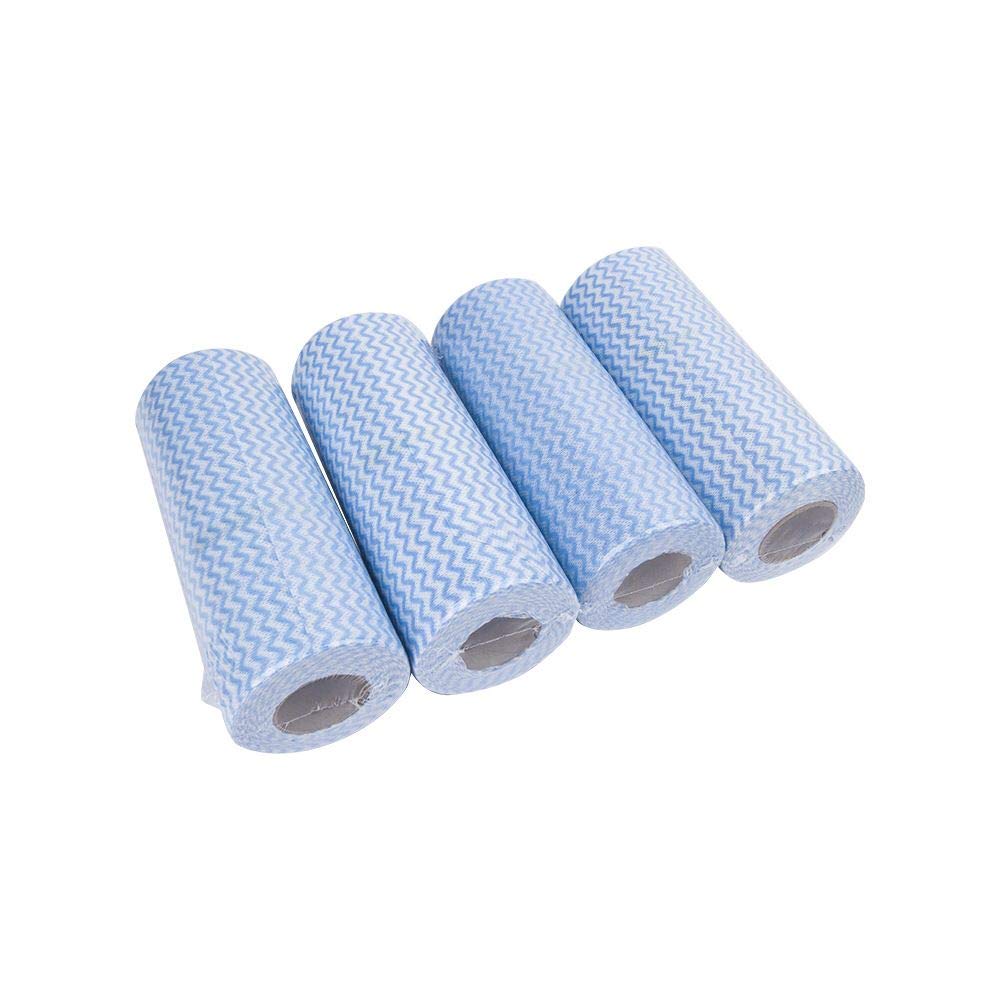 UKEENOR Disposable Dish Cloth Roll, J Cloths, Reusable Cleaning Cloth 200 Count Disposable Heavy Duty Dish Towels Reusable Kitchen J Cloth Quick-Dry 4 Rolls Blue