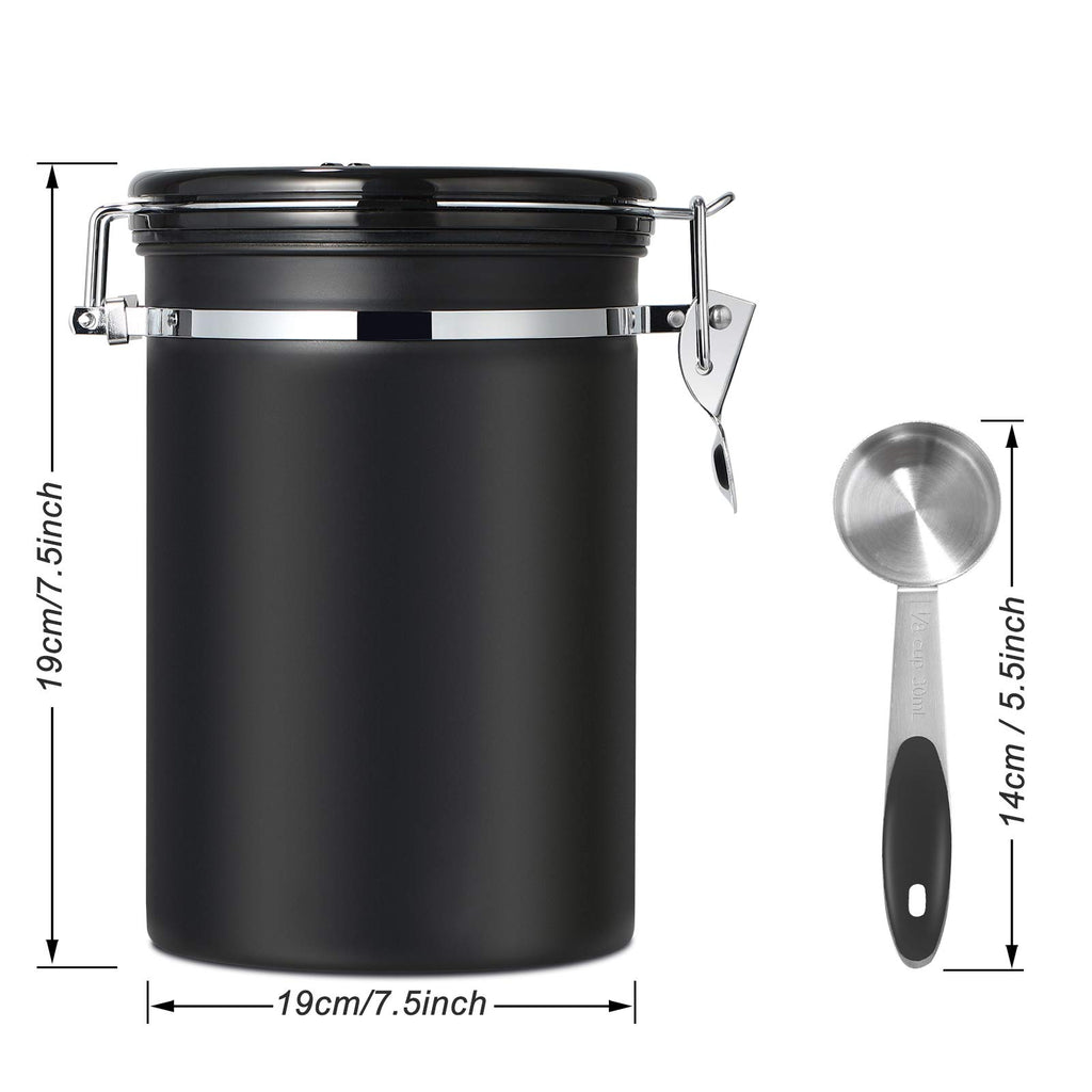 Hossejoy Stainless Steel Coffee Canister, Airtight Coffee Beans Container with Date Tracker & Spoon for Sugar Tea Jar Storage, 1.8 L / 22oz