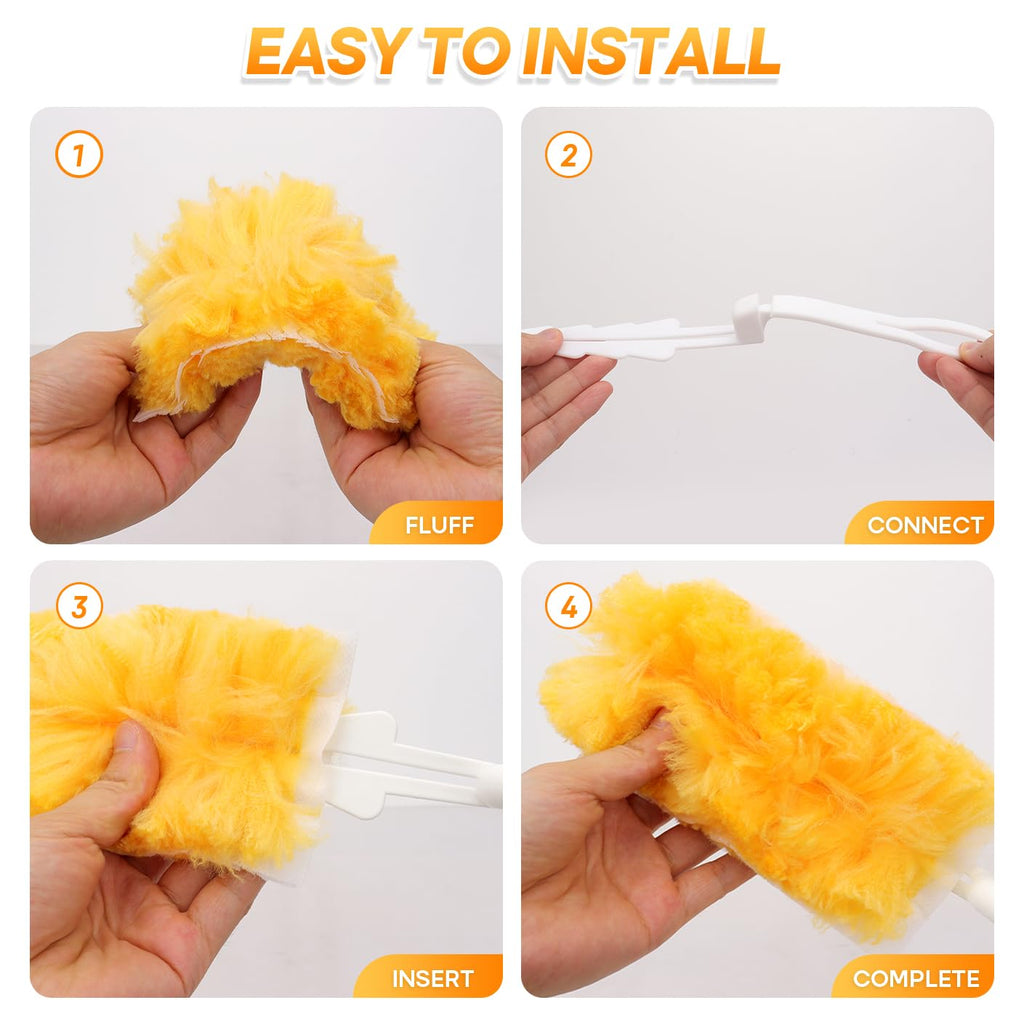 40Pack Duster Refills Compatible with Swiffer Duster,Heavy Duty Multi Surface 360 Microfiber Refills,Unscented Disposable Dusters Kit for Cleaning Dusting Furniture Blind Ceiling Fan(40 Pcs+ 1 Handle)