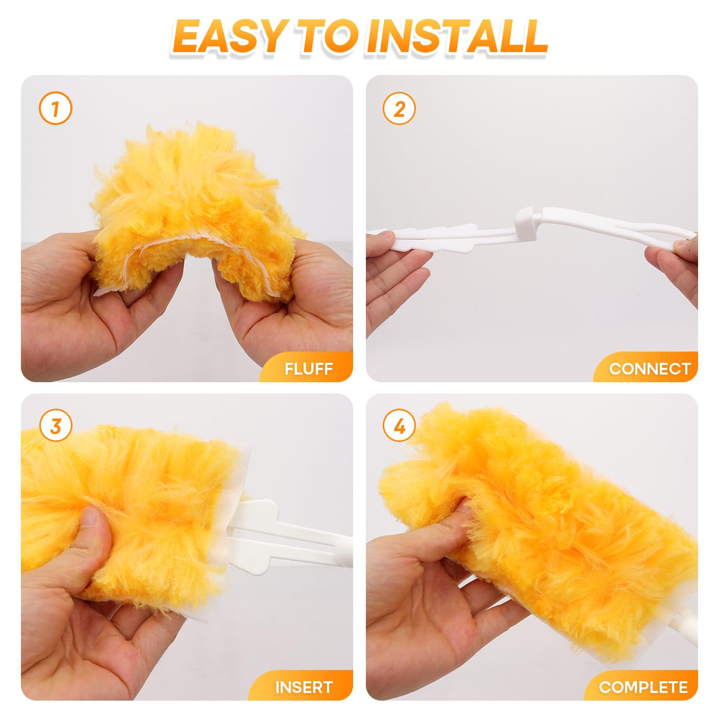 40Pack Duster Refills Compatible with Swiffer Duster,Heavy Duty Multi Surface 360 Microfiber Refills,Unscented Disposable Dusters Kit for Cleaning Dusting Furniture Blind Ceiling Fan(40 Pcs+ 1 Handle)