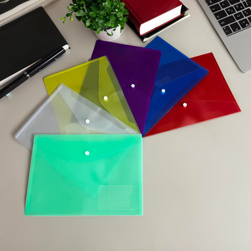 30 pcs Plastic File Folders, Letter Size / A4 Size File Organizer Waterproof Clear File Envelopes for School Home Work Office, 6 Color Folders for Documents