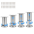 4Pcs Adjustable Height Bed Support Legs with 20Pcs Screws, 3.2"-4.7" Adjustable Furniture Legs Feets, Heavy Duty Furniture Risers for Cabinet Sofa Chair Dresser Desk (Silver)