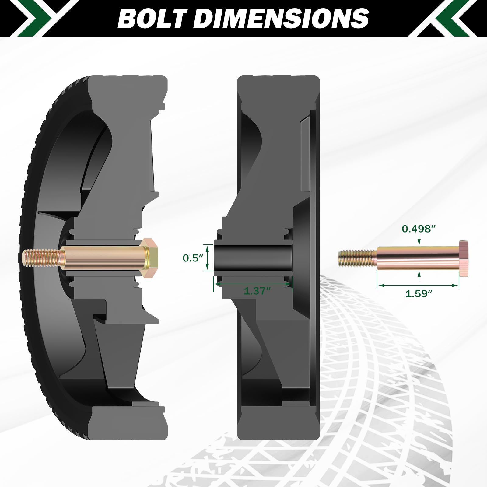 CheeMuii 8 Inch Lawn Mower Wheels 2 Pack 8" Push Lawn Mower Wheels with Bolts and Lock Nuts Kit Fit for Most Standard push Lawn Mowers/Generator/Garden Tiller/Handtruck