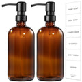 GMISUN Soap Dispenser, 2 Pack Bathroom Hand Soap Dispenser with Rustproof Stainless Steel Pump, Amber Glass Dish Soap Dispenser Set for kitchen, Hand and Dish Soap Dispensers Sets, Liquid Soap Bottles