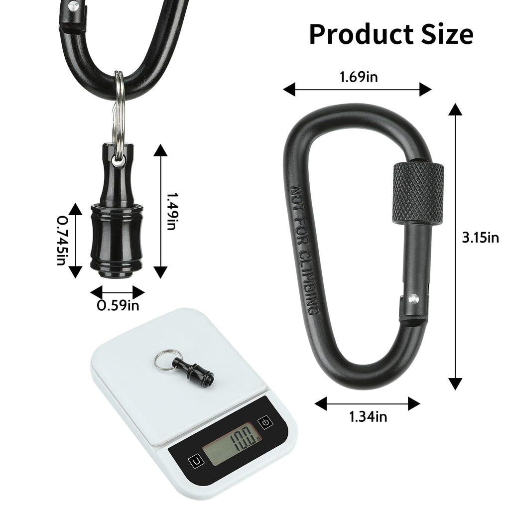 Upgrade 12 Pcs Bit Holder Keychain with 2 Black Carabiner, 1/4 Inch Hex Shank Screwdriver Bits Holder, Screw Adapter Quick Release Hand-Held Impact Socket Holder for Electric Screwdrivers (Black-2set)