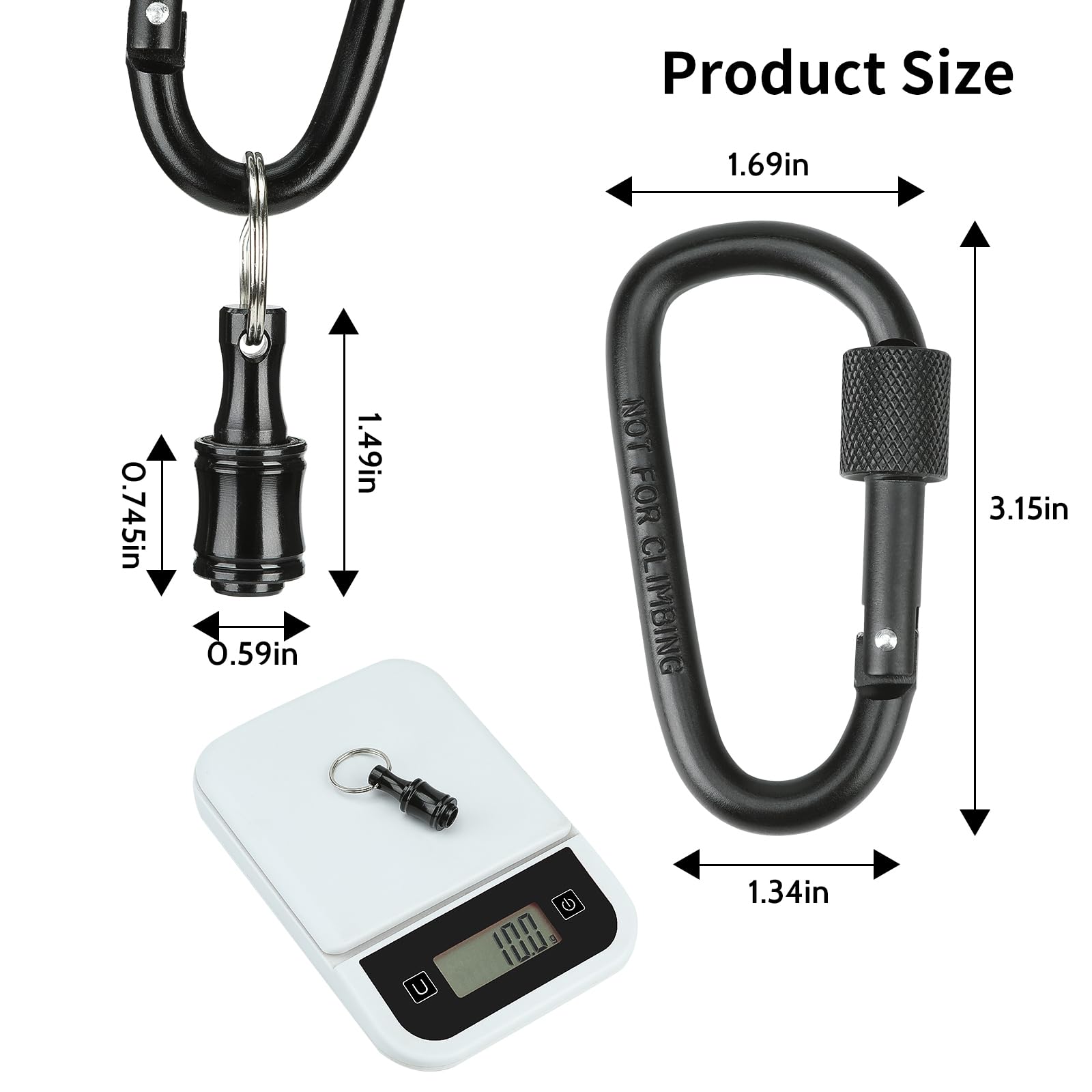 Upgrade 12 Pcs Bit Holder Keychain with 2 Black Carabiner, 1/4 Inch Hex Shank Screwdriver Bits Holder, Screw Adapter Quick Release Hand-Held Impact Socket Holder for Electric Screwdrivers (Black-2set)