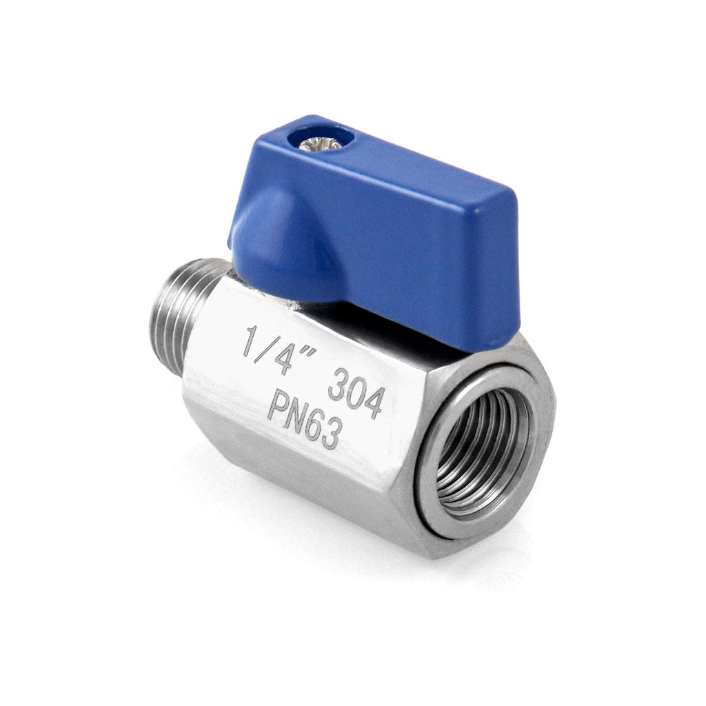 QWORK 2 Pack 1/4" NPT Female and Male Thread Mini Ball Valve 304 Stainless Steel Shut-Off Valve
