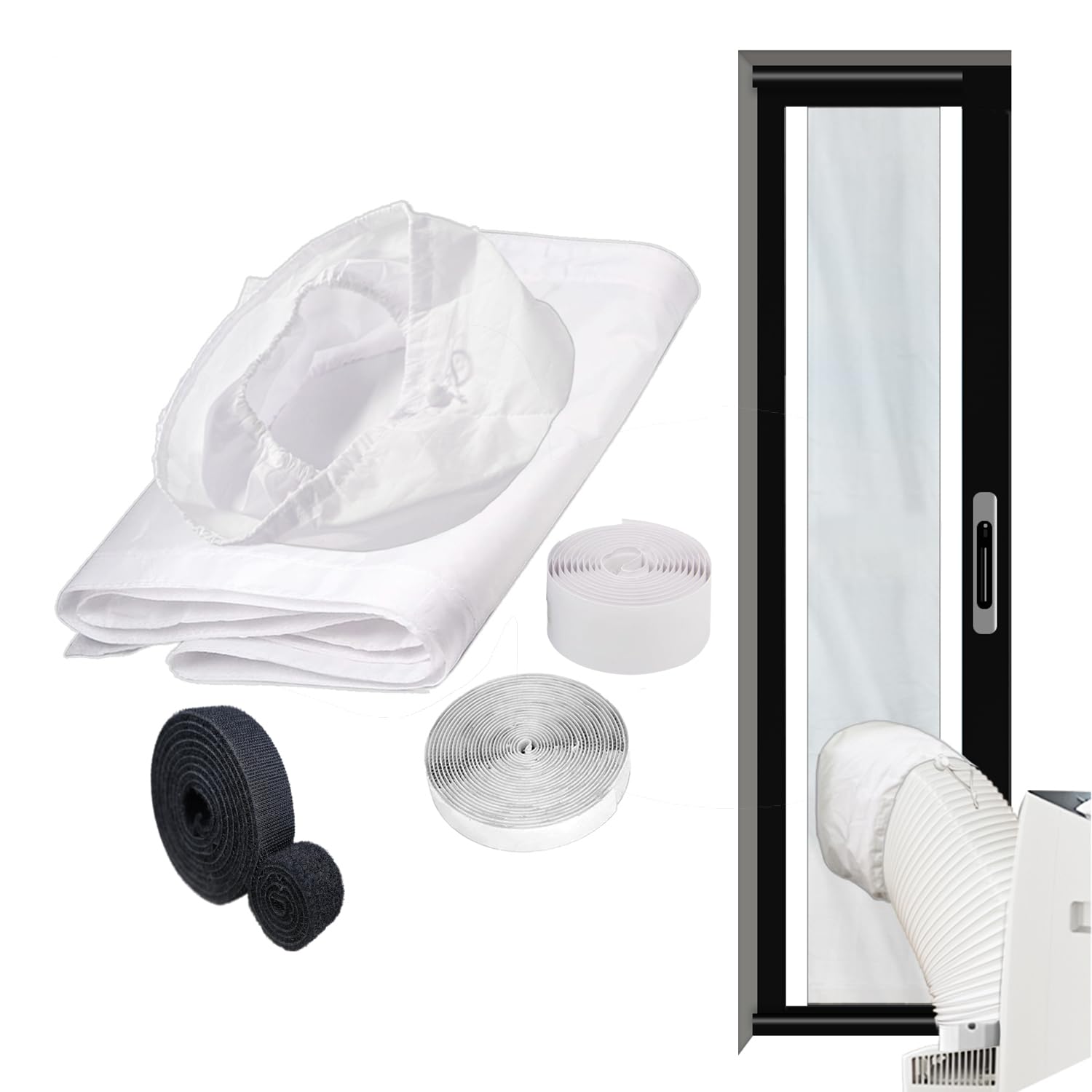 Inverter Portable Air Conditioner Sliding Door Seal Kit Compatible with Midea Etc Inverter Ac 14000 BTU Designed for Hose-in-Hose Portable AC Sliding Door Vent kit 17.5"*98"Sliding Door Velcro Panel