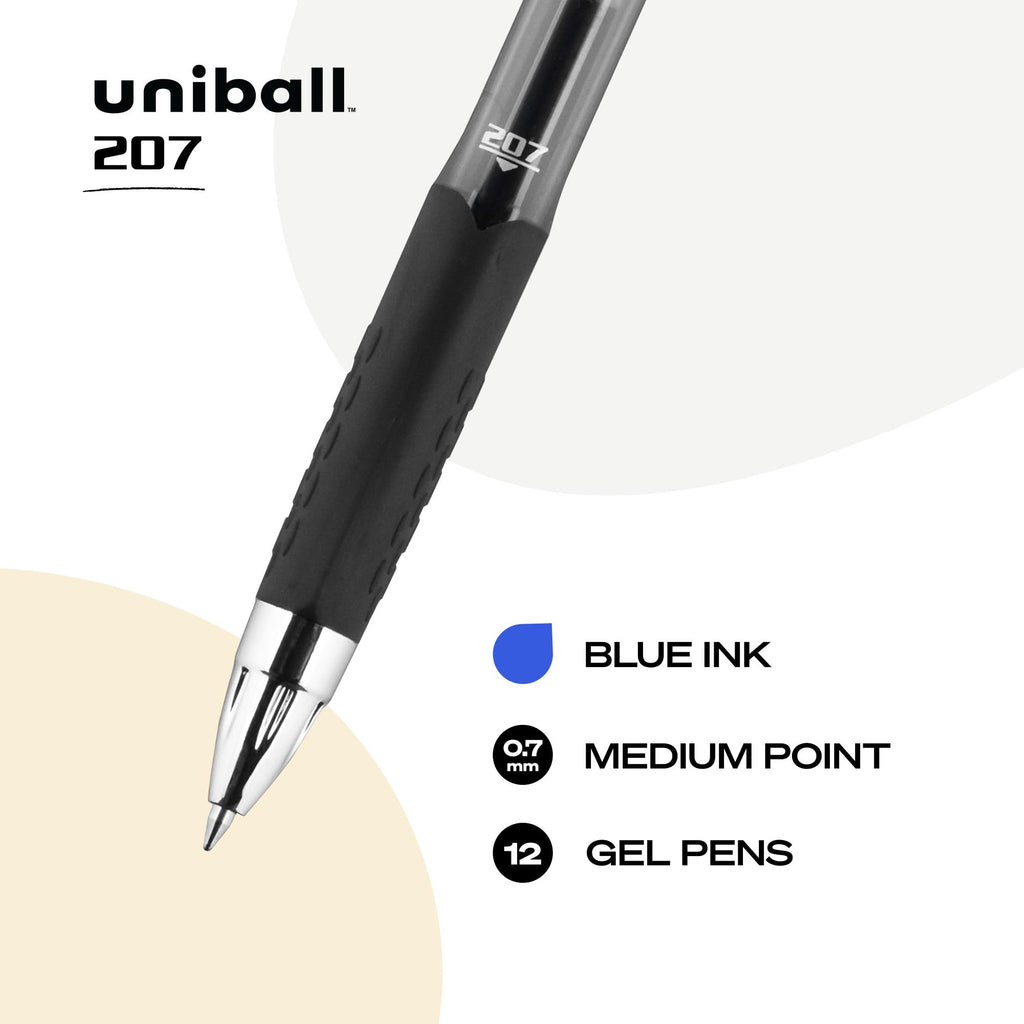 Uni-Ball-33951 UB 207 Gel RT Pen OS 0.7mm 12 Pack Blue