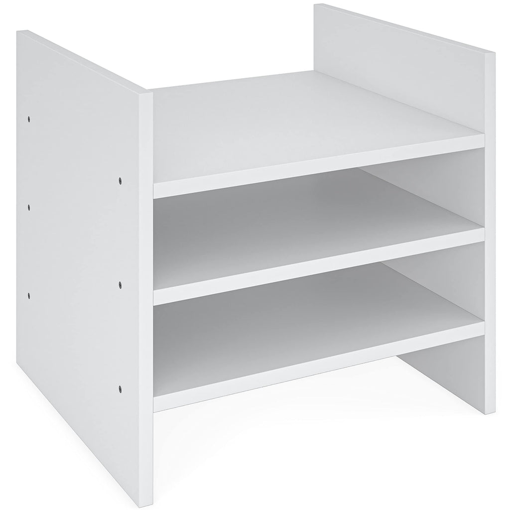 Ballucci 4-Tier Paper Sorter and File Organizer for Desk, Wood Mail Sorter, Fits into IKEA Kalax and ClosetMaid Cube Storage Shelves, Paper Tray, Mail Holder Stand for Classroom, Office, White