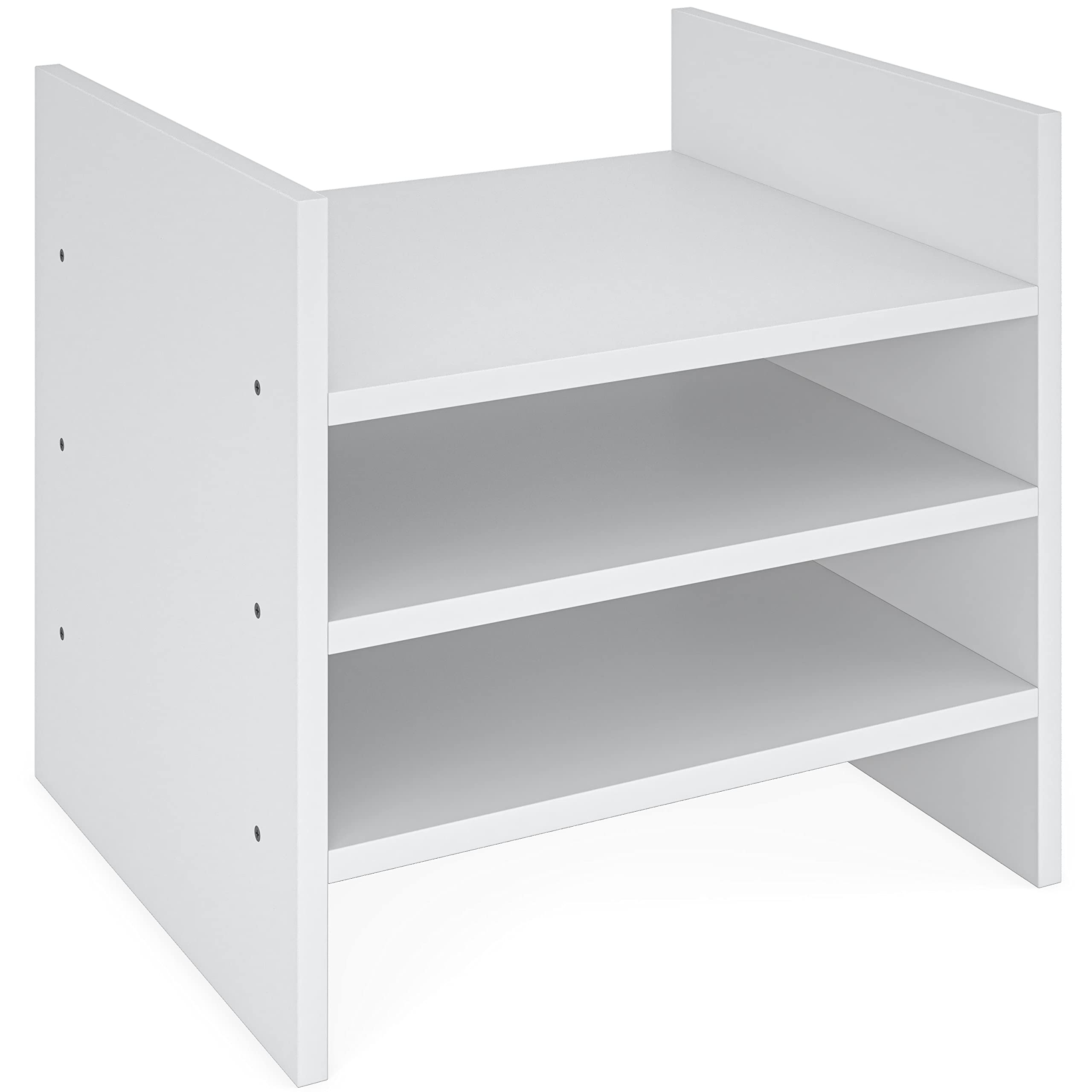 Ballucci 4-Tier Paper Sorter and File Organizer for Desk, Wood Mail Sorter, Fits into IKEA Kalax and ClosetMaid Cube Storage Shelves, Paper Tray, Mail Holder Stand for Classroom, Office, White