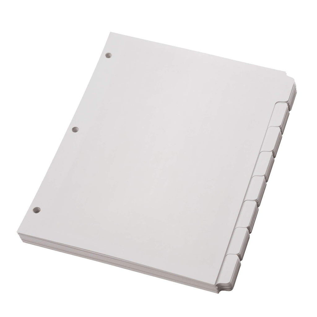 Oxford Binder Dividers, Blank Write-On, White, 1/8-Cut Tabs, Letter Size, 3-Hole Punched, 8 Tabs Per Set, 80 Dividers (10 Sets), for School, Office, and Home Organization