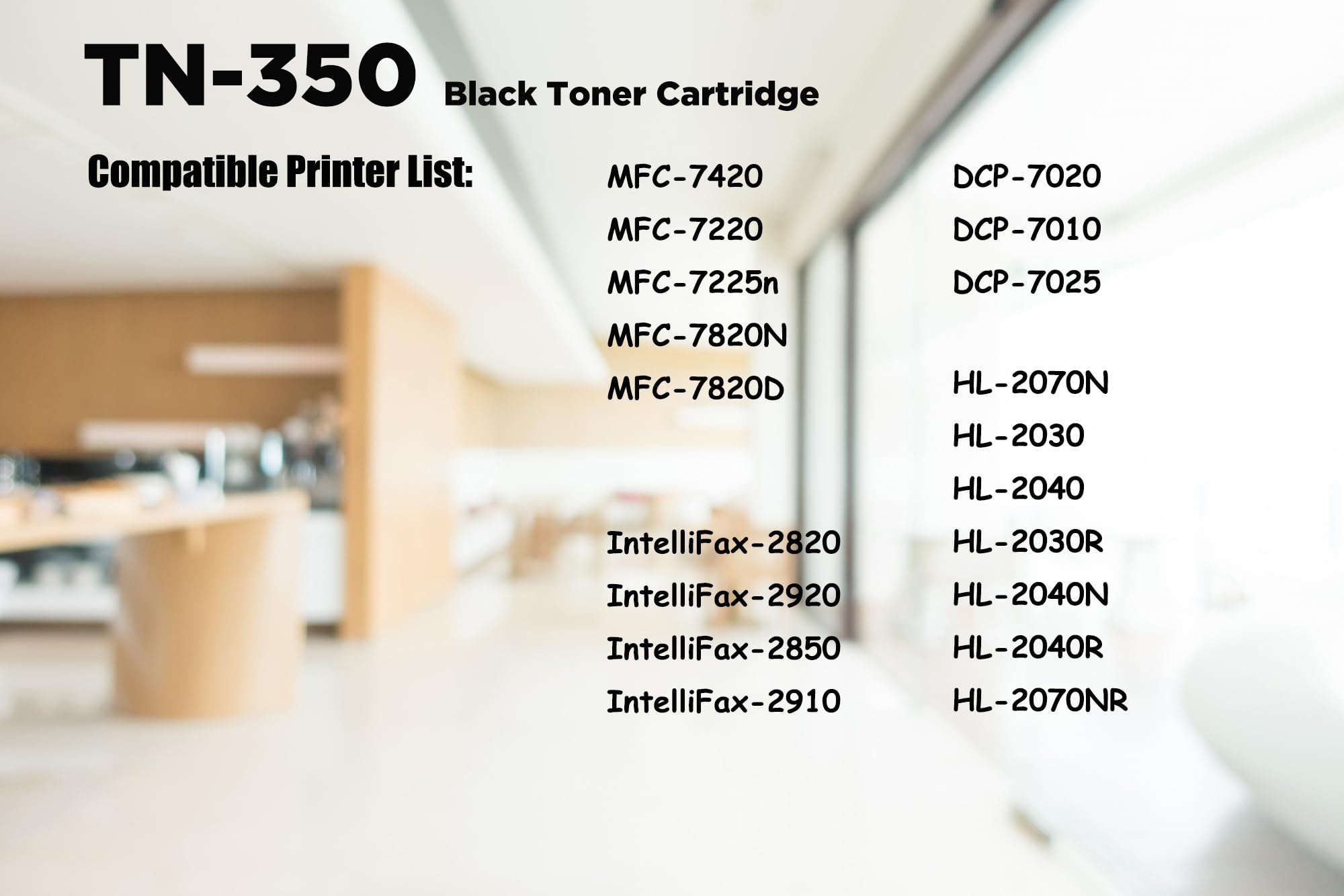 Ultra Toner® Compatible Replacement for Brother TN350 Black Toner Cartridge TN-350 DCP-7010 7020 7025 HL- 2030R 2040N 2040R 2070N 2070NR IntelliFax-2850 2910 2920 MFC-7220 7225n 7820D 7820N (1PK)