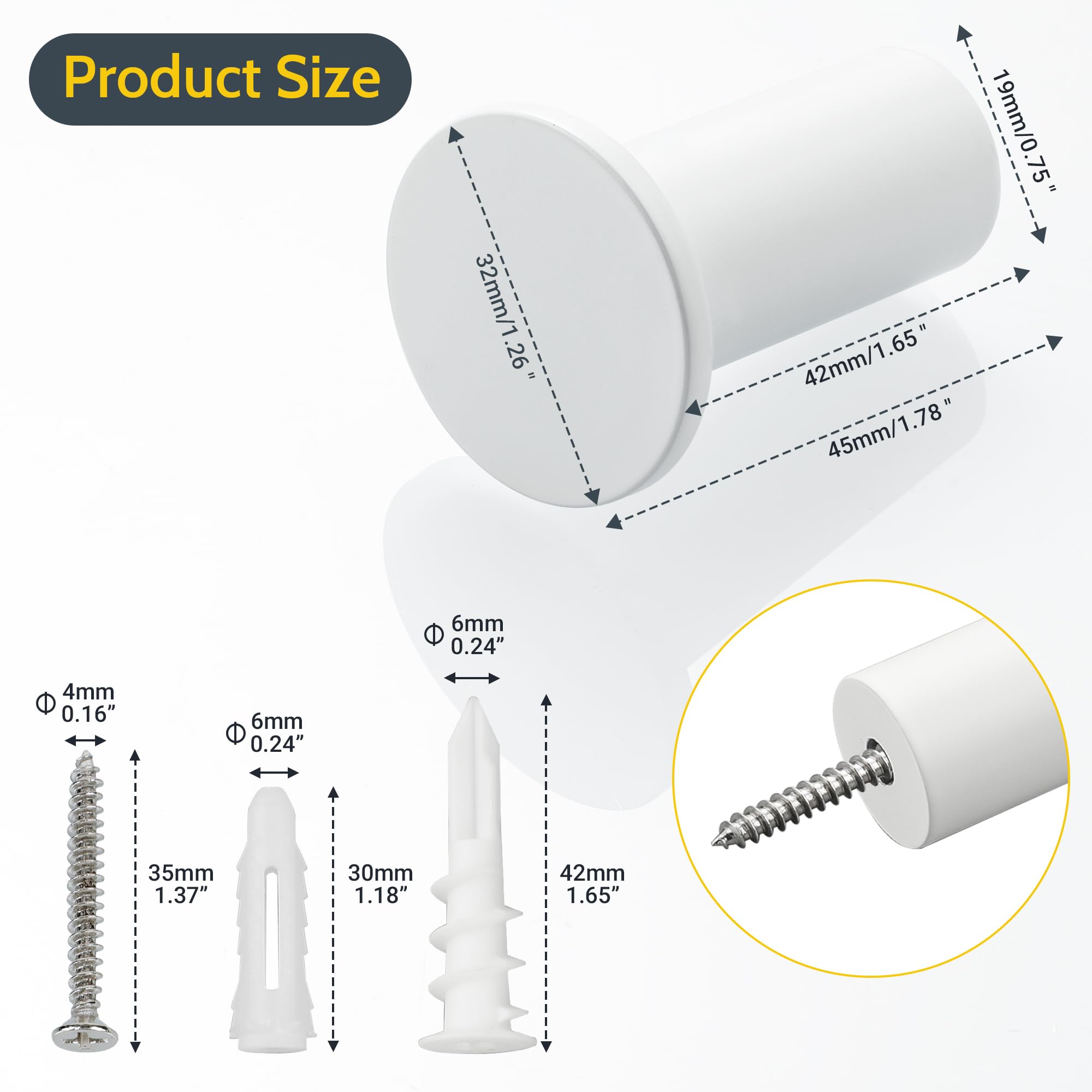 SAYAYO 4 Pack Coat Hooks, Towel Hooks Robe Hooks Heavy Duty for Hanging, SUS 304 Stainless Steel Wall Hooks for Bathroom, Bedroom, Kitchen, Hotel, White