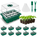 10 Pack Seed Starter Tray Seed Starter Kit (120 Cells Total Tray) with Humidity Dome and Base Greenhouse Growing Trays, Reusable Plant Germination Trays with Garden Tools Labels
