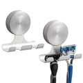 TAILI 2 Pack Powerful Suction Cup Razor Holder, 304 Stainless Steel Bathroom Suction Hooks for Towel, Loofah, Bathrobe, Stylish Shaver Holder for Shower Wall, Easy to Install and Reuse, Silver