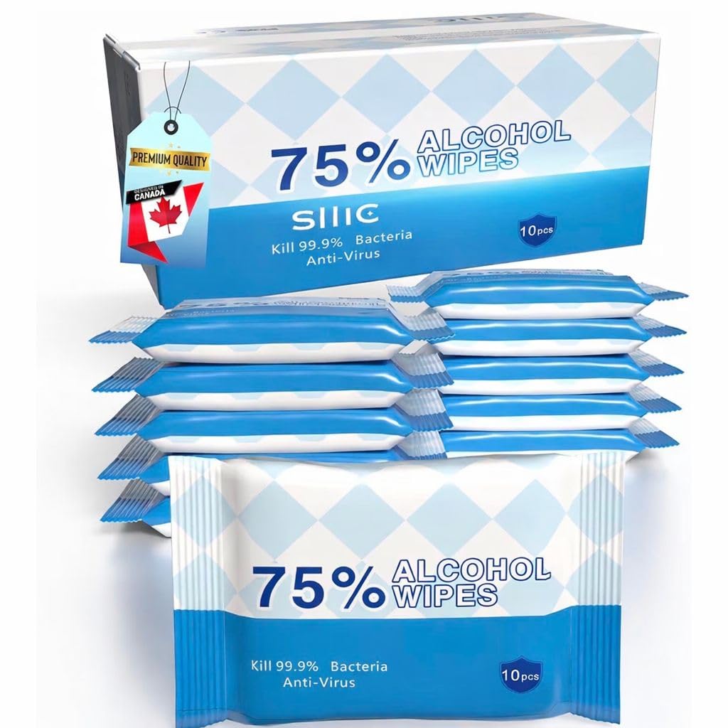 Sllic® - Disinfectant Wet Wipes - All-Purpose - 75% Alcohol Wipes - Clean & Sanitize Surfaces & Skin - Safe for Skin - Quick-Drying & Non-Sticky Formula - Unscented - 100 Wipes (10 Packs of 10 Each)