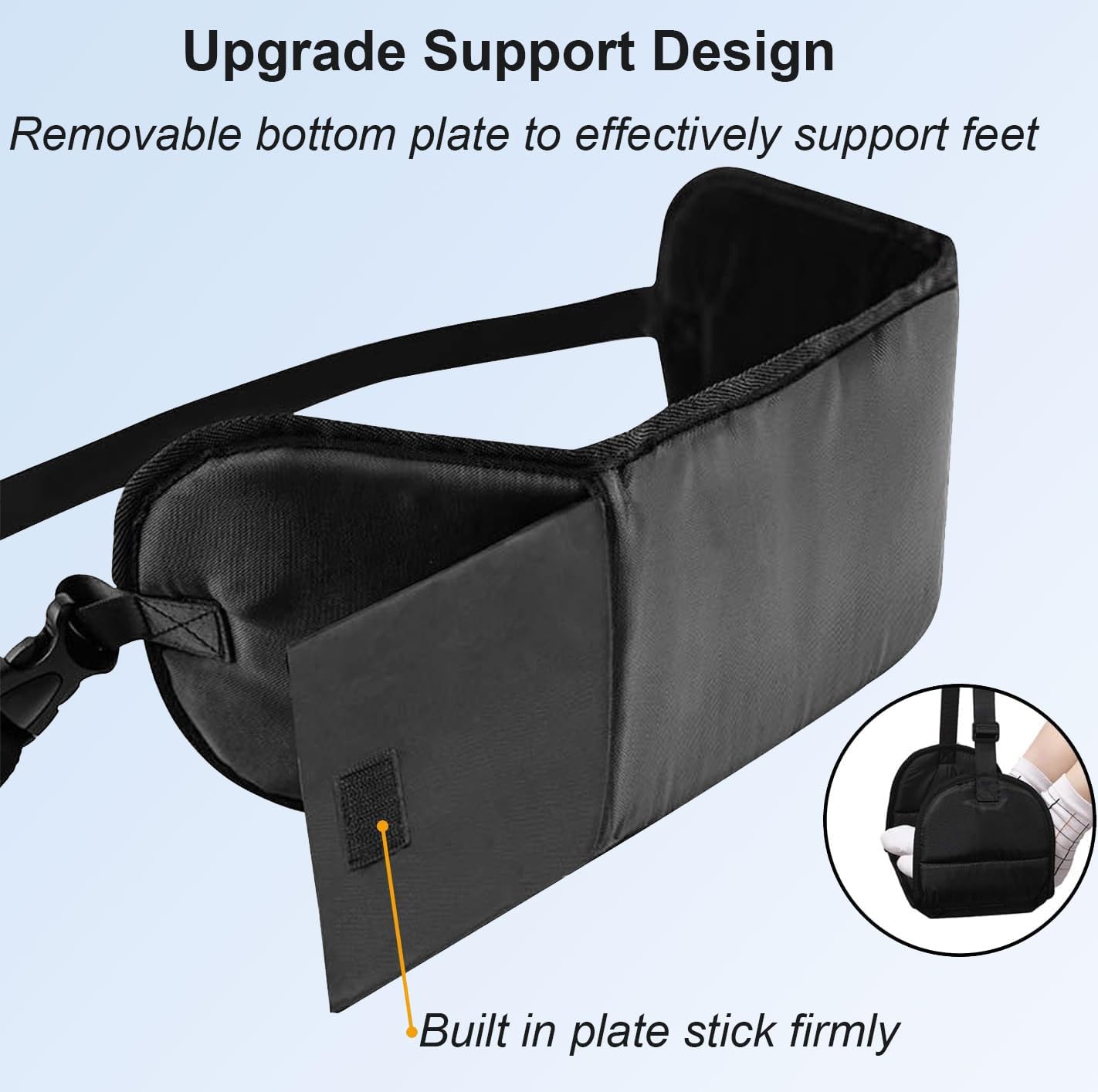 Airplane Foot Hammock with Support, Comfortable Travel Essentials for Long Flight Plane Trip, Adjustable Memory Foam Foot Leg Rest, 1 Pack