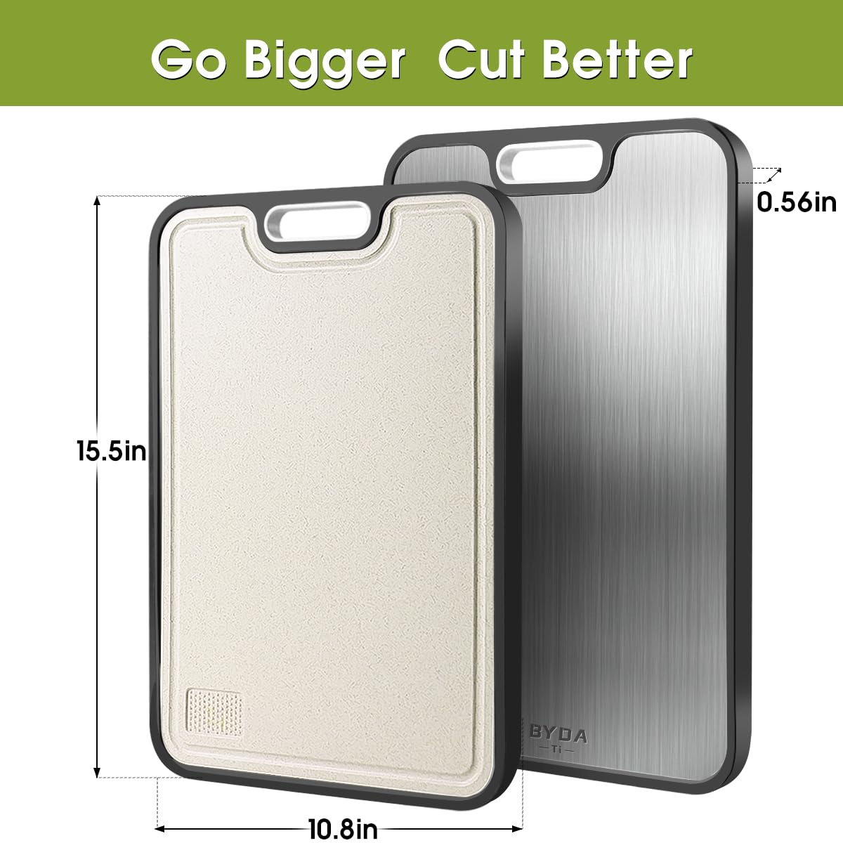 Titanium Cutting Board for Kitchen,Double Sided FoodGrade Pure Titanium&PP,Non-Toxic,Non-Slip,Dishwasher Safe,Easy to Clean,Ideal for Meat,Vegetables,Fruit. Large Size (Titanium, 16" L x 11" W)