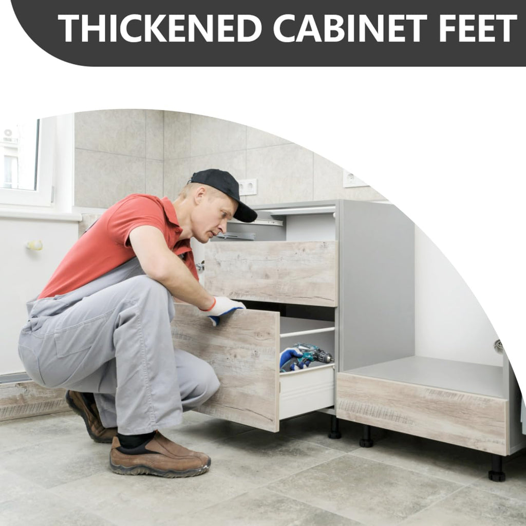 Angoily 10 Sets Cabinet Toe Kick Clips Kitchen Plinth Clips Cabinets Leveler with Screws Table Support for Cabinet Kickboard (Black)