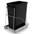 Pull Out Garbage Bin Kitchen,Roll Out Trash Can Under Cabinet,Under Sink Slide Out Organizer,Cabinet Garbage Can Slide Out Kit with Silicone Handle,Chrome-Waste Bin Not Included