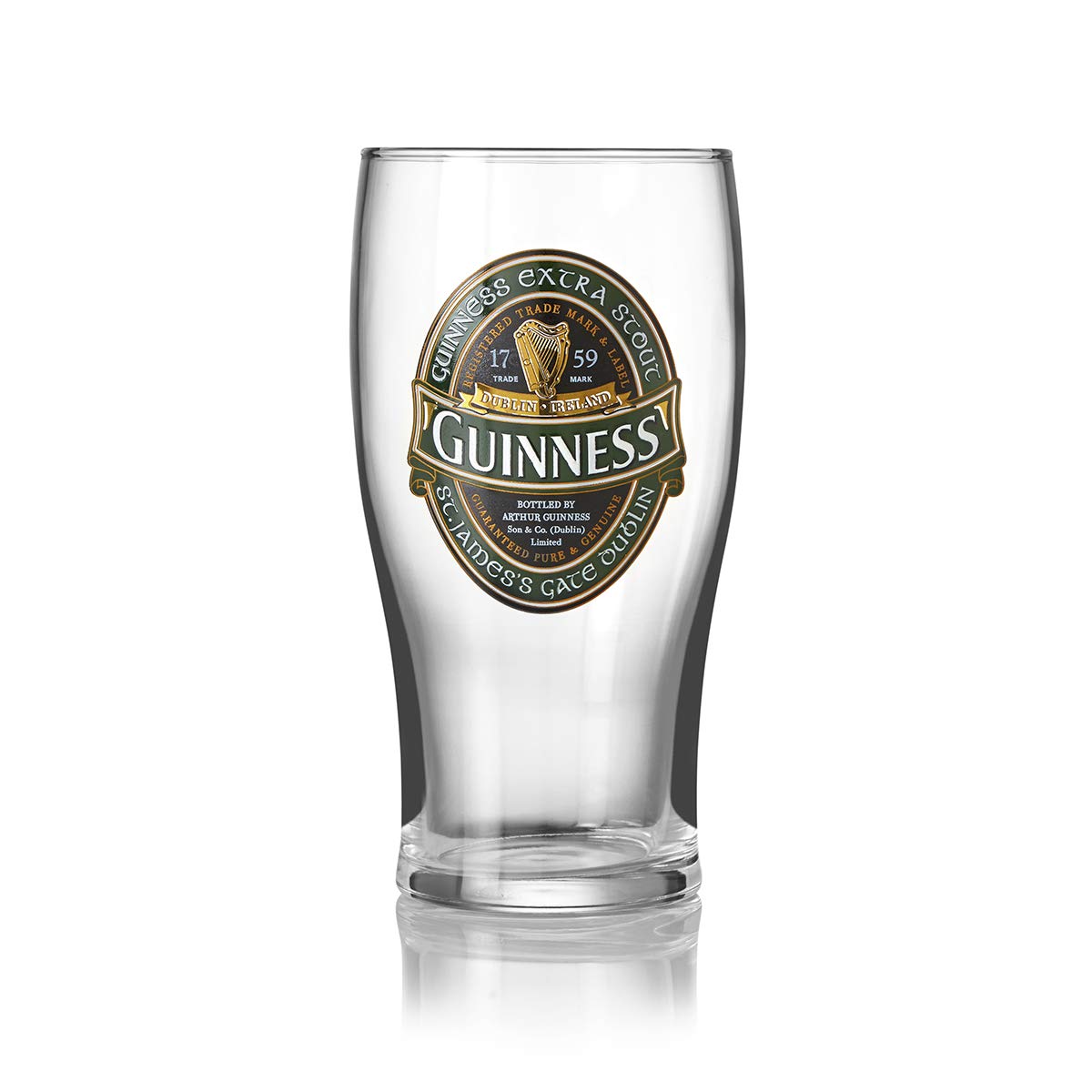 Guinness Official Green Collection Beer Glass, Classic Memorabilia (600ml)