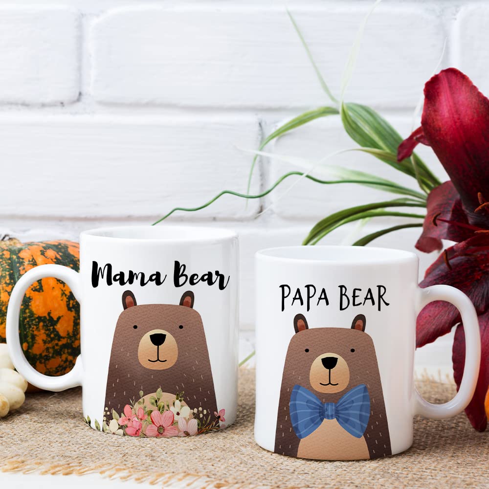 Fatbaby Mama Bear and Papa Bear Coffee Mugs,Father's Day Mother's Day gifts for Mom and Dad,Valentine's Day Christmas Gifts for Parents