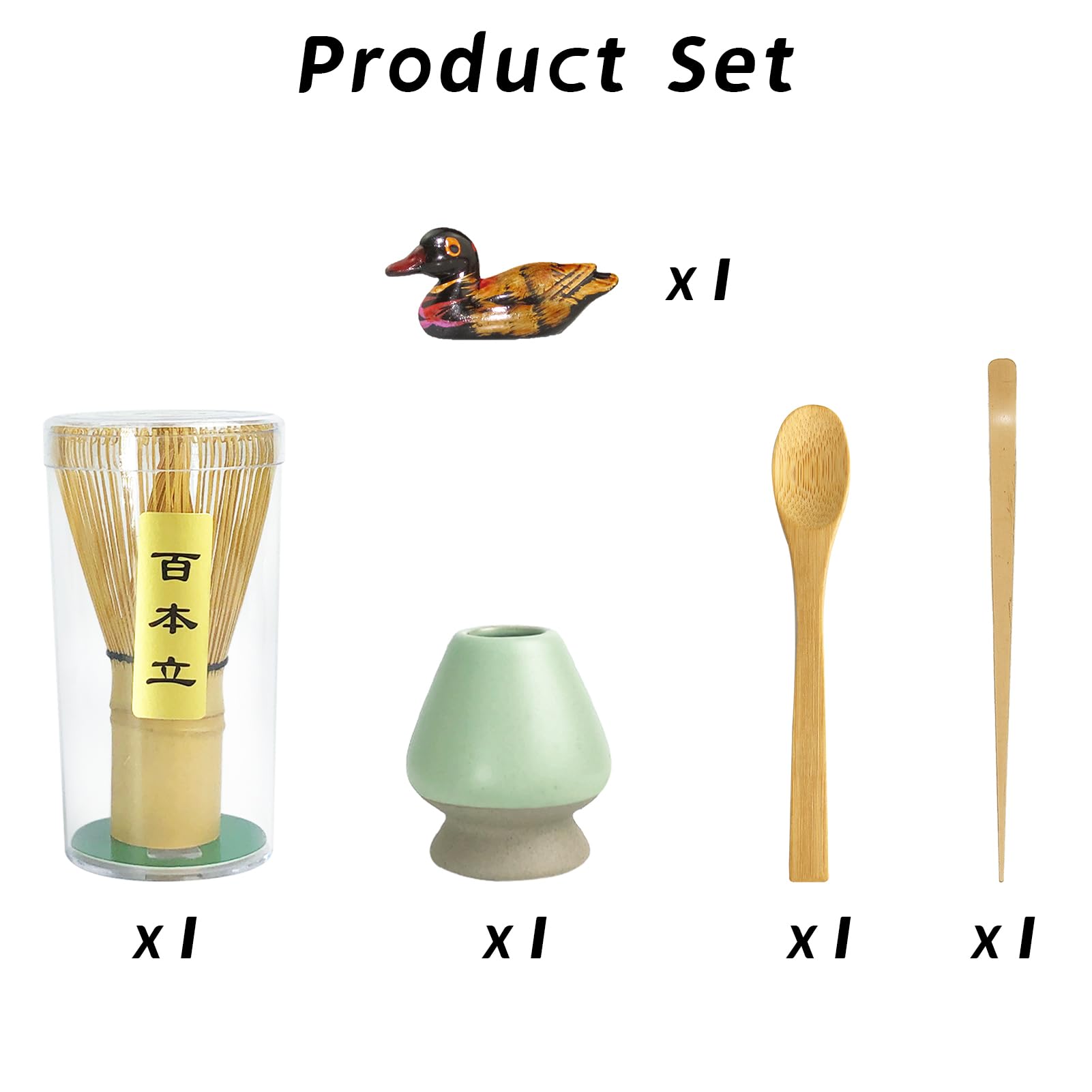 Artcome Japanese Matcha Tea 5 Piece Set, Matcha Whisk, Traditional Spoon, Tea Spoon, Spoon Rest, Handmade Ceramic Whisk Holder, Matcha Ceremony Kit