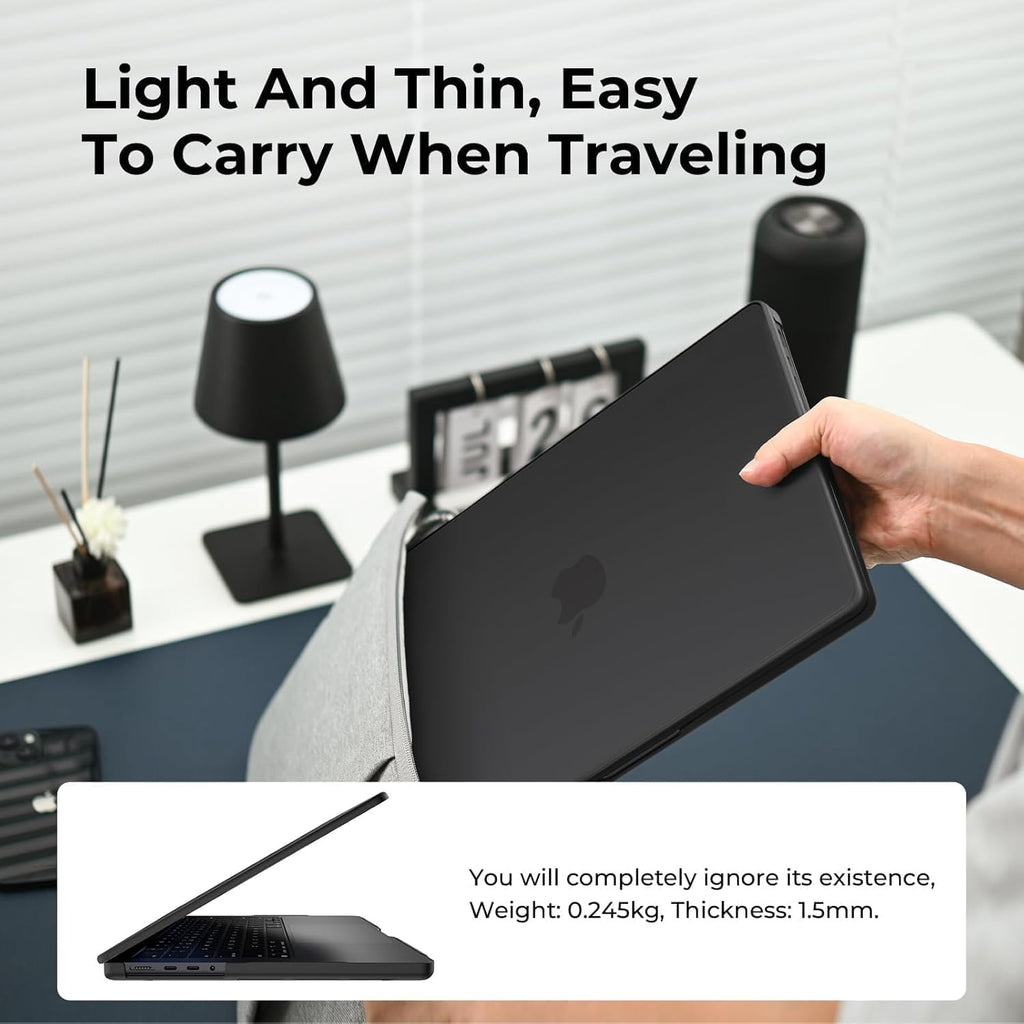 EooCoo Matte Case Compatible for MacBook Pro 16 inch, M4 M3 M2 M1 Pro/Max Chip 2025 2024-2021 [Scientific Slim, Fit Snug] Protective Hard Case Laptop Cover, Black