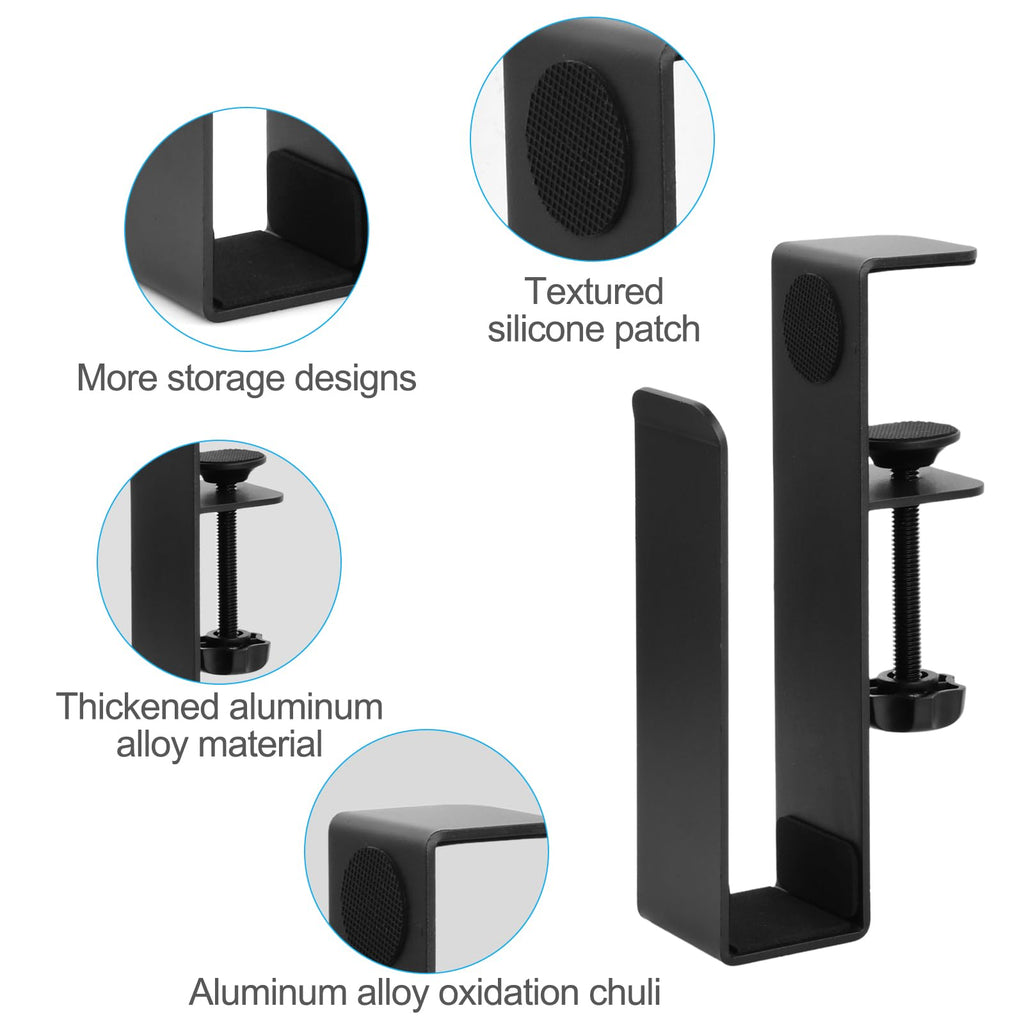Hoxfly Desk Side Laptop Mount, Adjustable Metal Desk Side Holder, Hanging No Drill Laptops Stand for Book Document Cable