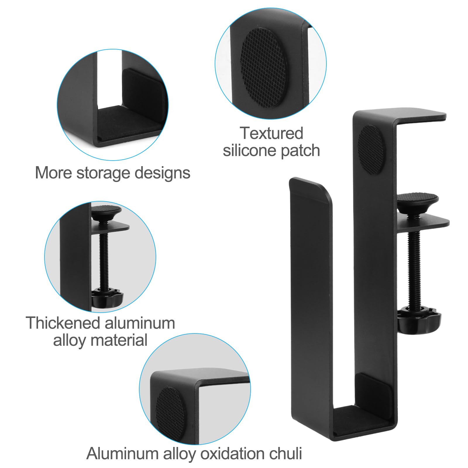 Hoxfly Desk Side Laptop Mount, Adjustable Metal Desk Side Holder, Hanging No Drill Laptops Stand for Book Document Cable
