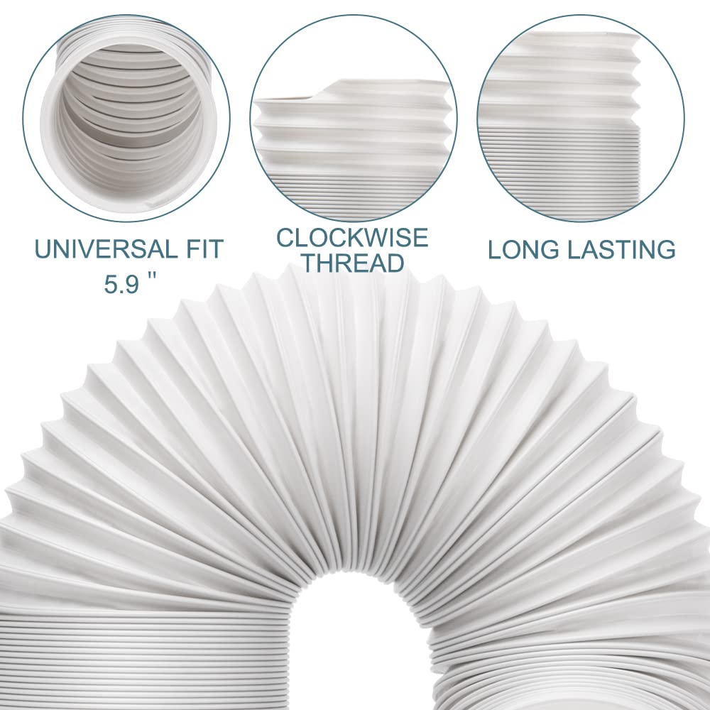 Portable Air Conditioner Window Door Kit with Exhaust Hose, Adjustable Window Seal for AC Unit, Sliding AC Vent Kit for Horizontal or Vertical Windows, AC Window Kit with 5.9" Diameter 59" Length Hose