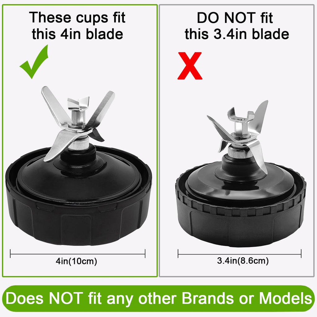 2 Pack Blender Cups Replacement Parts for Ninja, 24oz & 18oz Replacement Smoothie Cups for Nutri Ninja Auto IQ Blenders BL450C BL451C BL481C BN400C BN401C BN750C BN751C BN801C SS101C SS150C SS351C