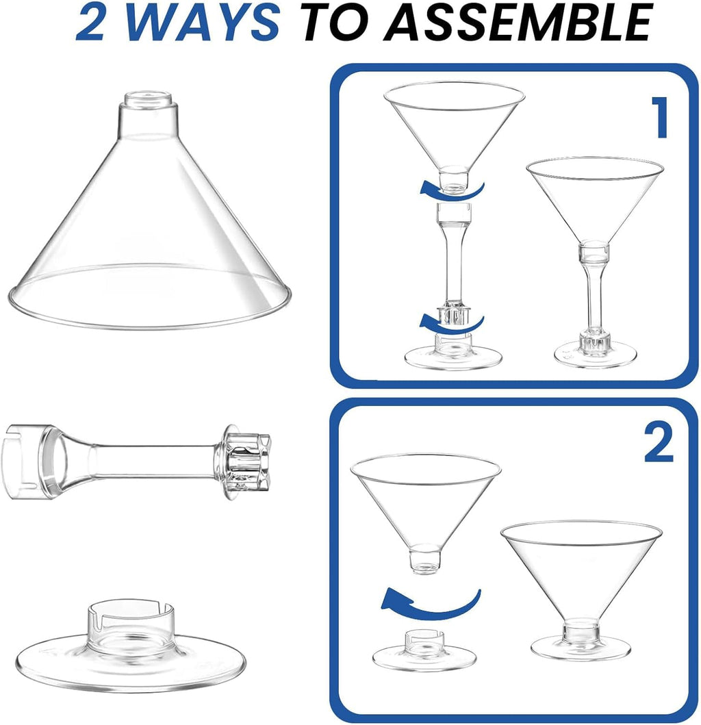 Disposable Martini Glasses,5 Oz,40-Pack,Cocktail Glasses,Plastic Margarita Glasses,Plastic Cocktail Cups for Parties and Events