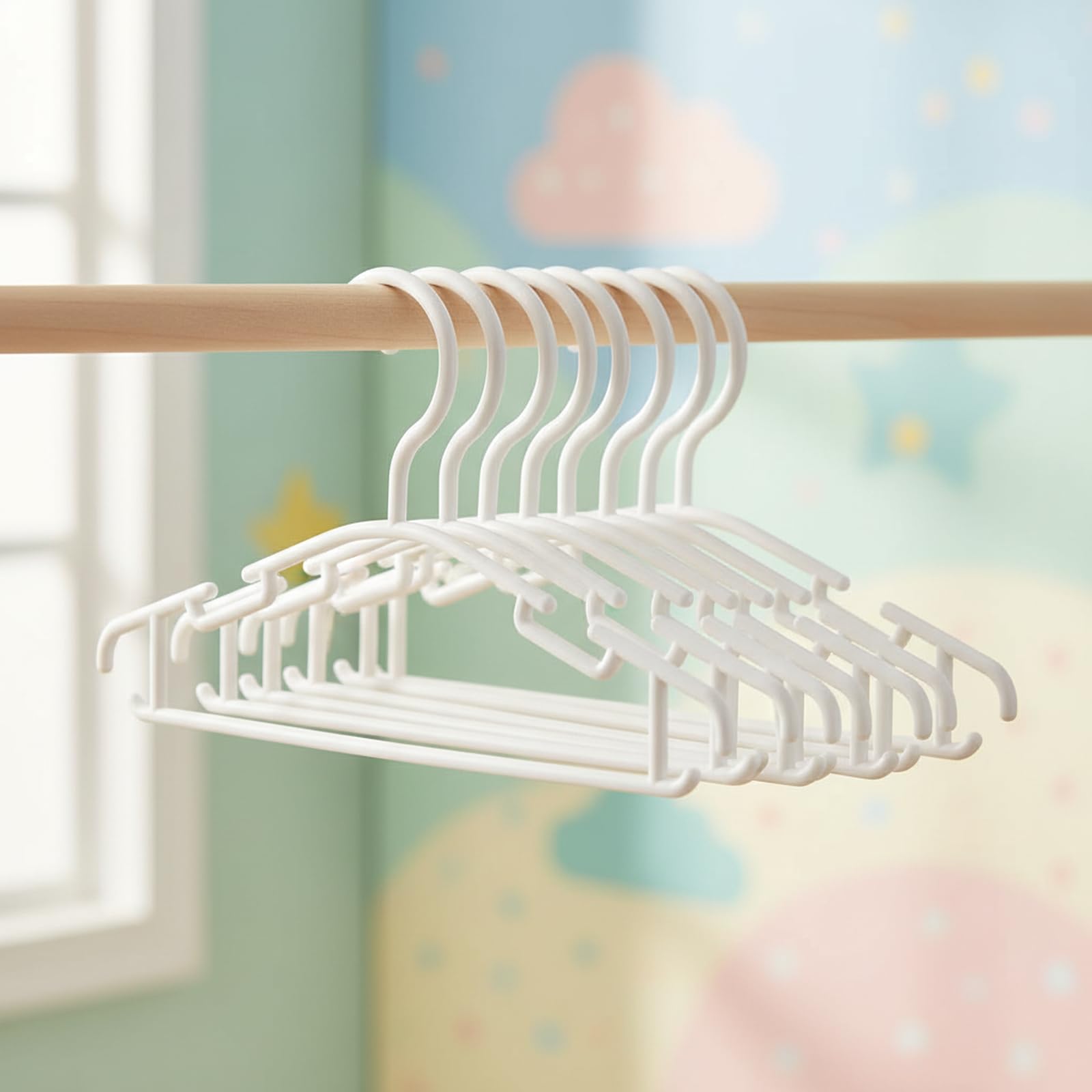 GoodtoU Kids Hangers 100 Pack Baby Hangers for Closet Toddler Hangers Plastic White Childrens Hangers Small Hangers 10.24inch (0-24 Months)