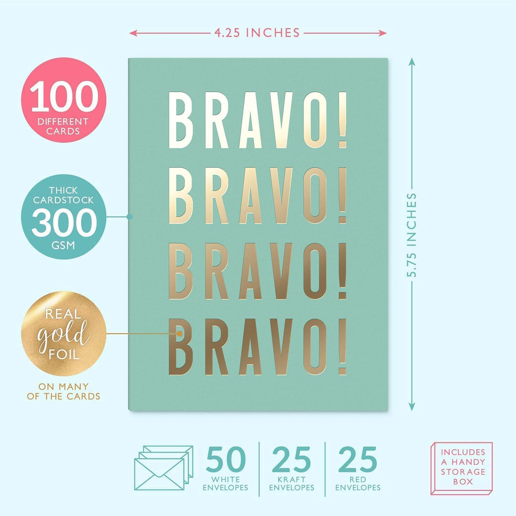 Sweetzer & Orange 100 All Occasion Cards & Envelopes Set - Greeting Notecards Assortment Box - Birthday Cards Bulk for Office, Thank You, Holiday, Blank Notecards & more – Organizer Box Included