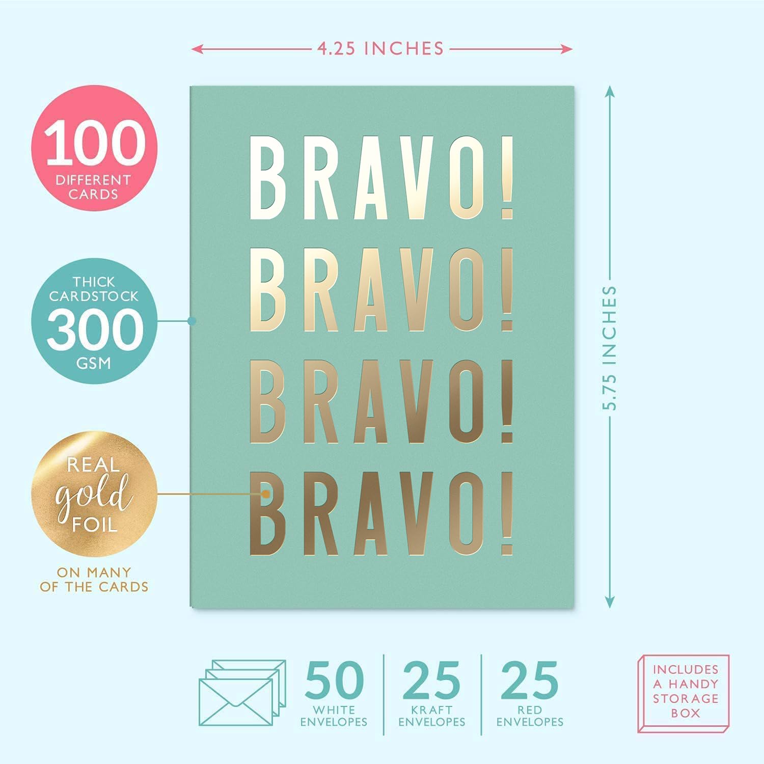 Sweetzer & Orange 100 All Occasion Cards & Envelopes Set - Greeting Notecards Assortment Box - Birthday Cards Bulk for Office, Thank You, Holiday, Blank Notecards & more – Organizer Box Included