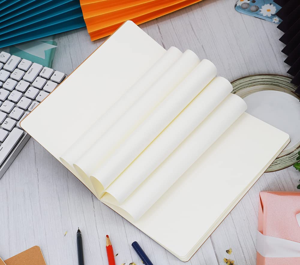 12 Pack A5 Kraft Notebooks, 60 Blank Pages Travel Journal Bulk, Soft Cover Notebooks for Women Girls Students, Making Plans Writing Memos Office School Supplies, 8.3 X 5.5 in