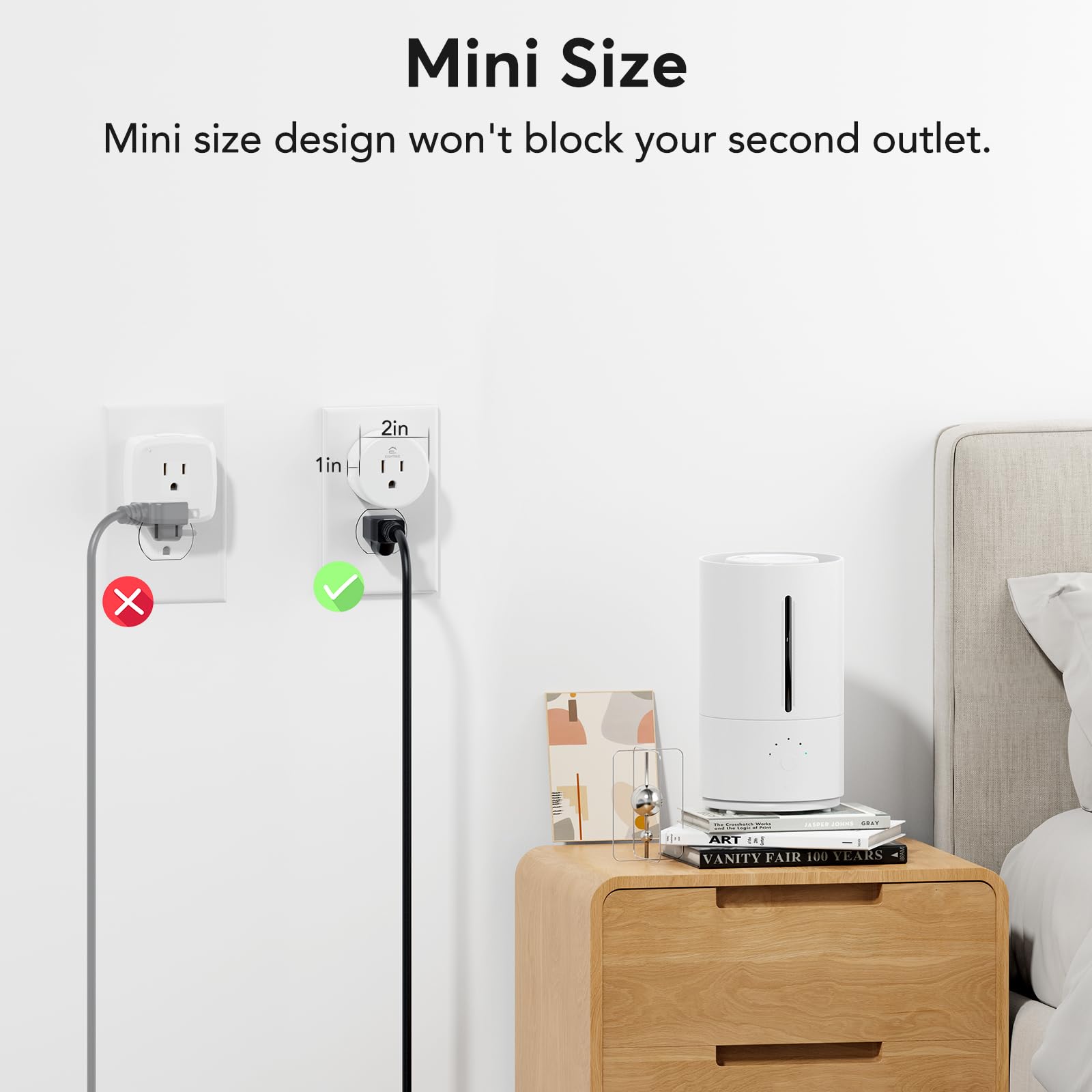 EIGHTREE Smart Plug, Mini Wi-Fi Plug That Works with Alexa & Google Home, Compatible with SmartThings, Smart Socket with Remote Control & Timer Function, 2.4Ghz Wi-Fi Only, No Hub Required