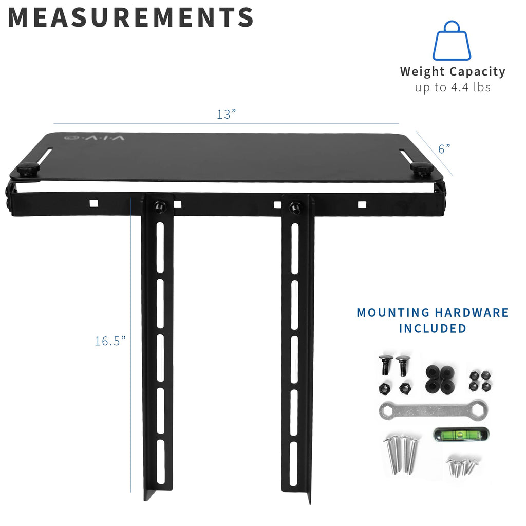VIVO 13 inch Over Under VESA Monitor Shelf Mount, Holds Media Devices, Speakers, Routers, and More, Fits VESA 75mm, 100mm, 200mm, Black, MOUNT-SF01M