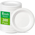 Greconv 300 Pack Paper Plates Bulk, Small Paper Plates 6 inch, Dessert Paper Plates Disposable, Compostable Paper Plates Made from Sugarcane Fibers, Recycled Paper Plates, White