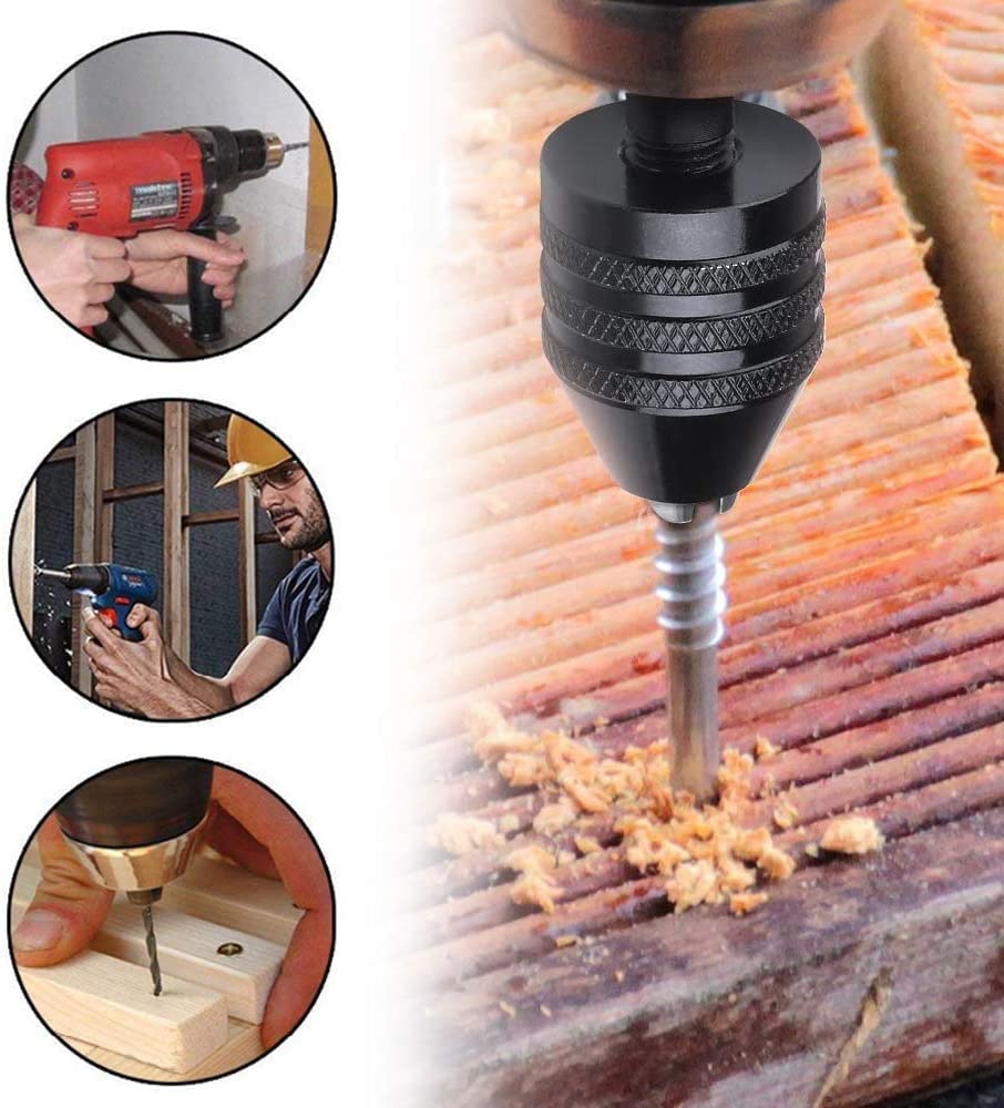 Chargenyang 3 Pcs Keyless Drill Chuck Bit 1/4 Inch Hex Shank Keyless Drill Chuck Conversion Tool,0.3-6.5mm&0.3-3.6mm&0.8-8mm Quick Screwdriver Drill Adapter for Micro Drill Bit