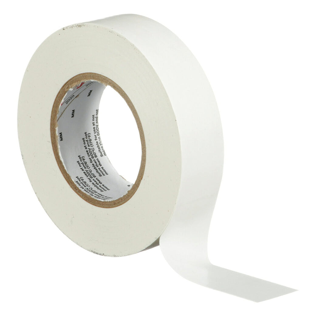 3M Temflex 165, Vinyl Colour Coding Electrical Tape, White, 3/4in x 60ft, 10 Rolls