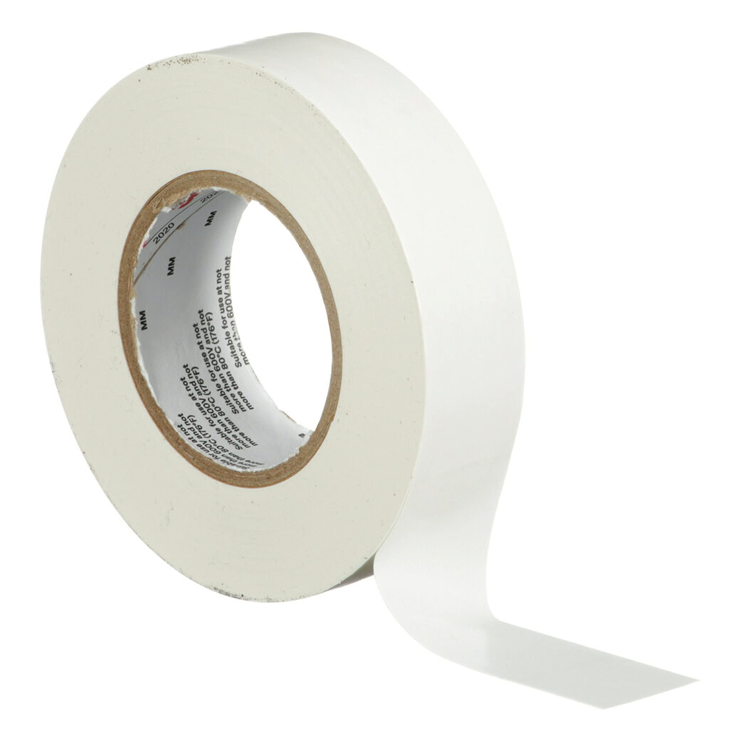 3M Temflex 165, Vinyl Colour Coding Electrical Tape, White, 3/4in x 60ft, 10 Rolls